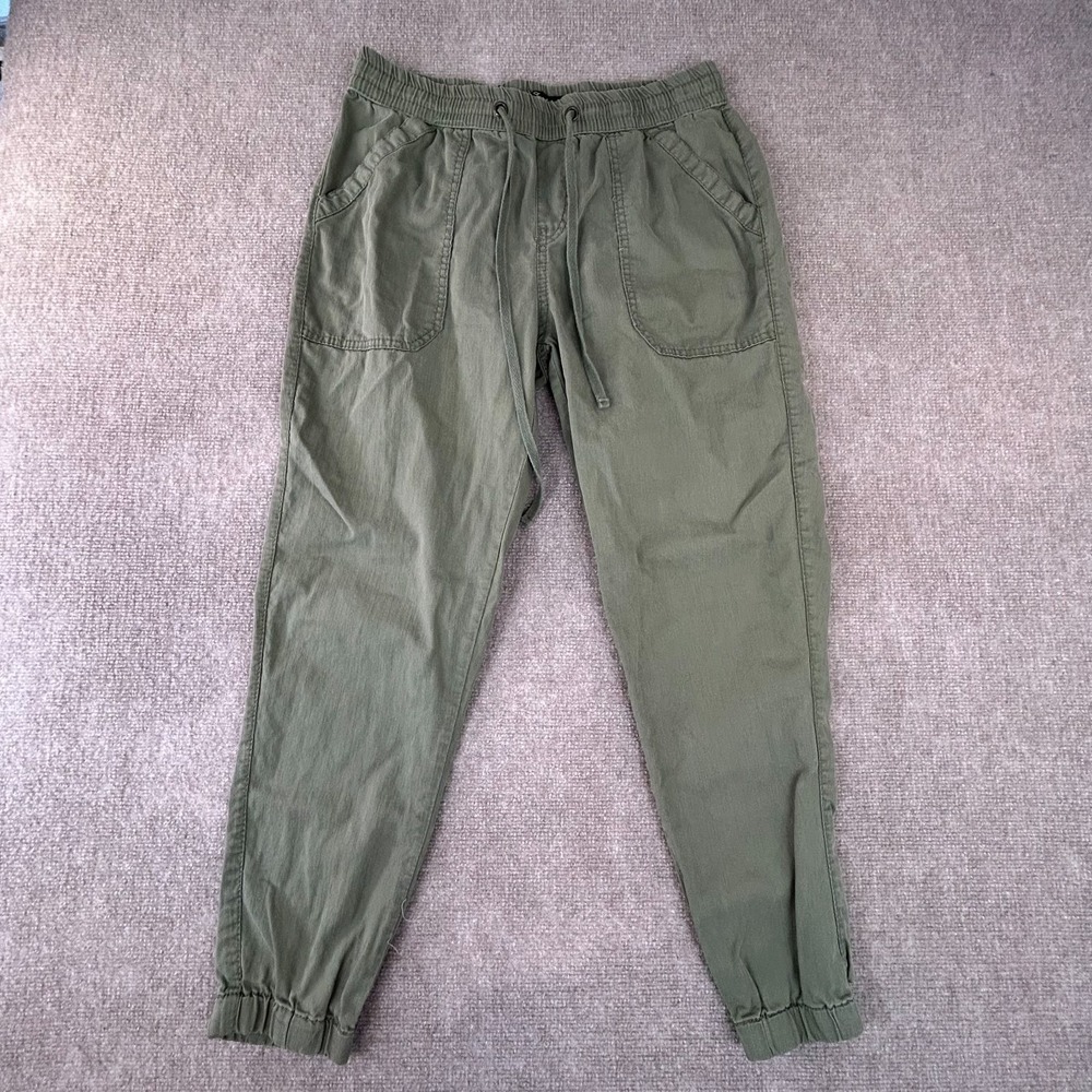 Supplies Drapey Woven Jogger Pants Womens Medium Green Elastic Waist Tapered Leg